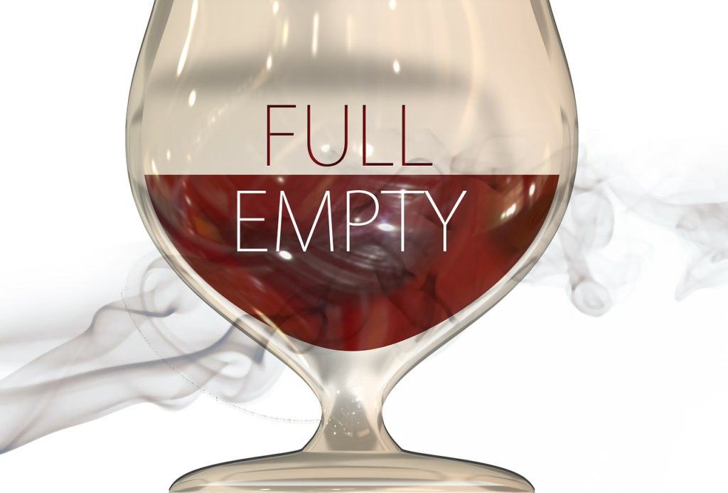 glass half full, half empty