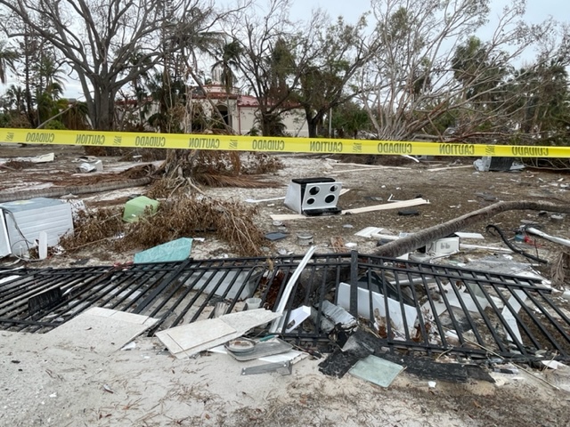 Church of the Ascension in Fort Myers Beach after devastation of hurricane Ian